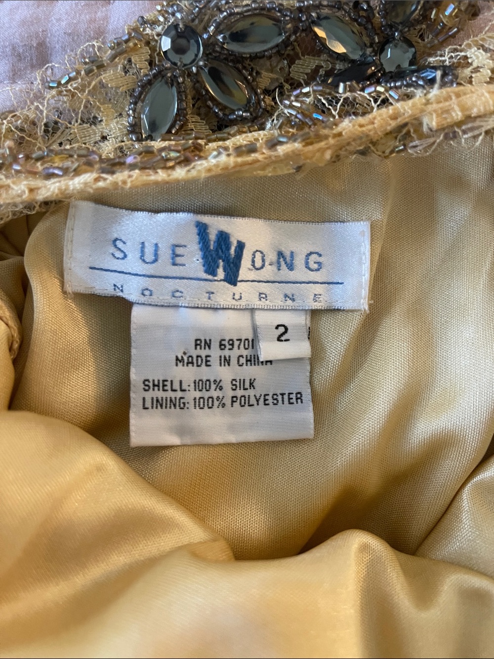 ✨Vintage Gold SUE WONG Fairy Dress size 2✨ - Picture 5 of 5